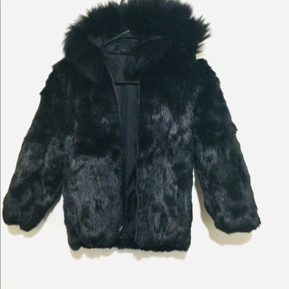 Girls Size/6 Black Rabbit Bomber Jacket Preowned